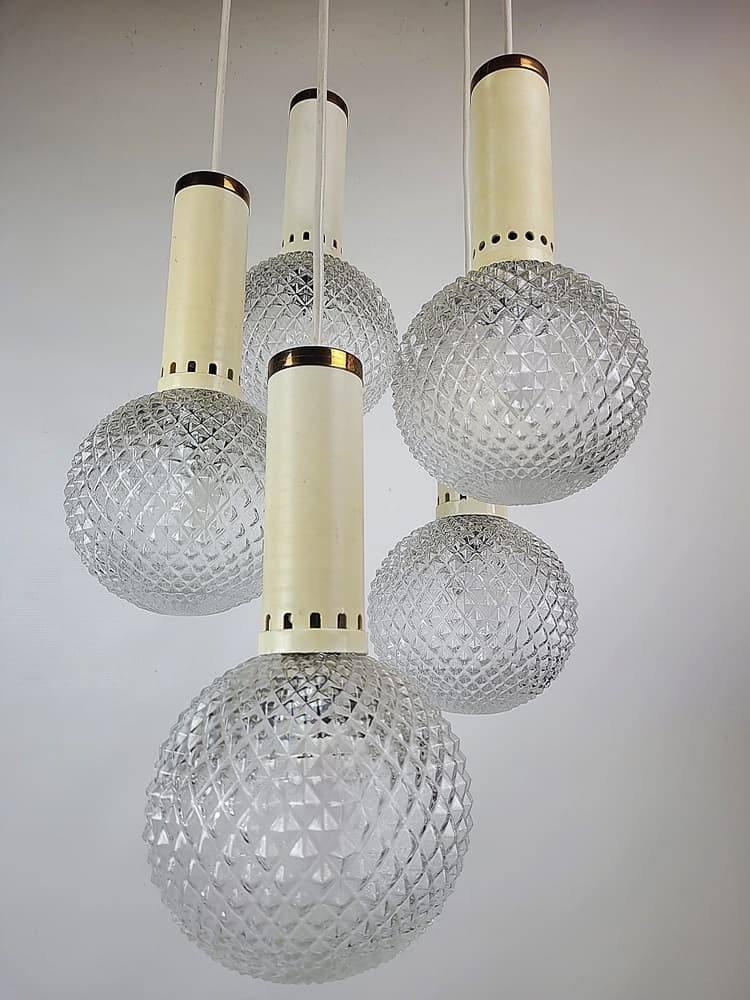 Lampa kaskadowa, transparentne szkło, lata 70. - 225209