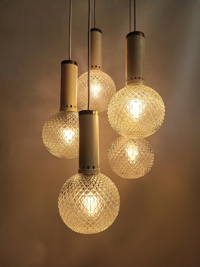 Lampa kaskadowa, transparentne szkło, lata 70. - 225210