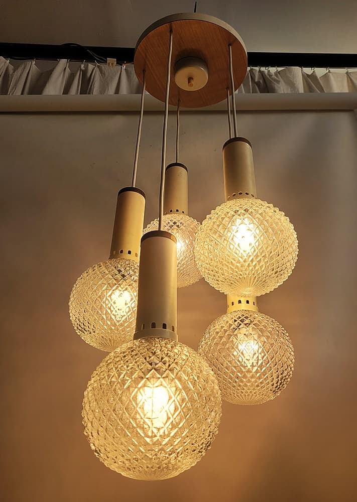 Lampa kaskadowa, transparentne szkło, lata 70. - 225211