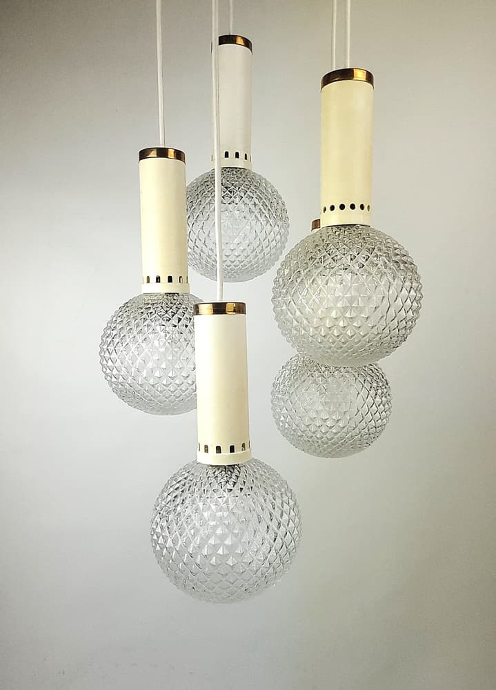 Lampa kaskadowa, transparentne szkło, lata 70. - 225205