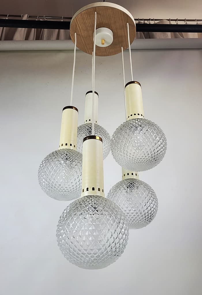 Lampa kaskadowa, transparentne szkło, lata 70. - 225208