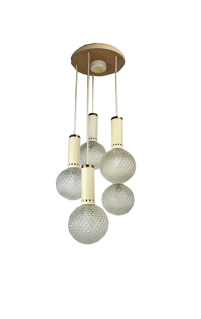 Lampa kaskadowa, transparentne szkło, lata 70. - WYMIARY