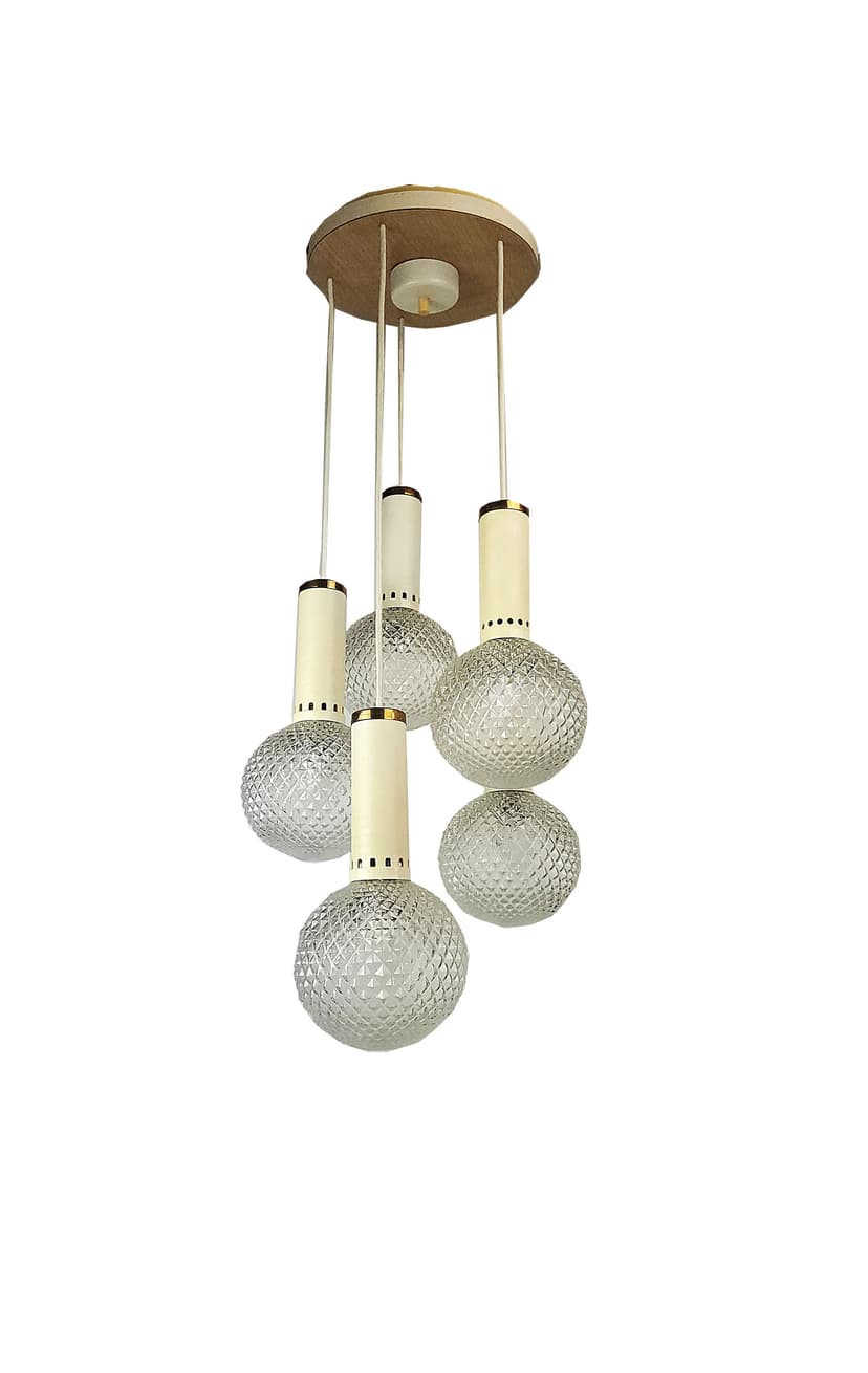 Lampa kaskadowa, transparentne szkło, lata 70.