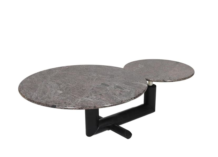 Stolik kawowy granitowy Ø60/90 cm szary, postmodernistyczny, Włochy lata 80.