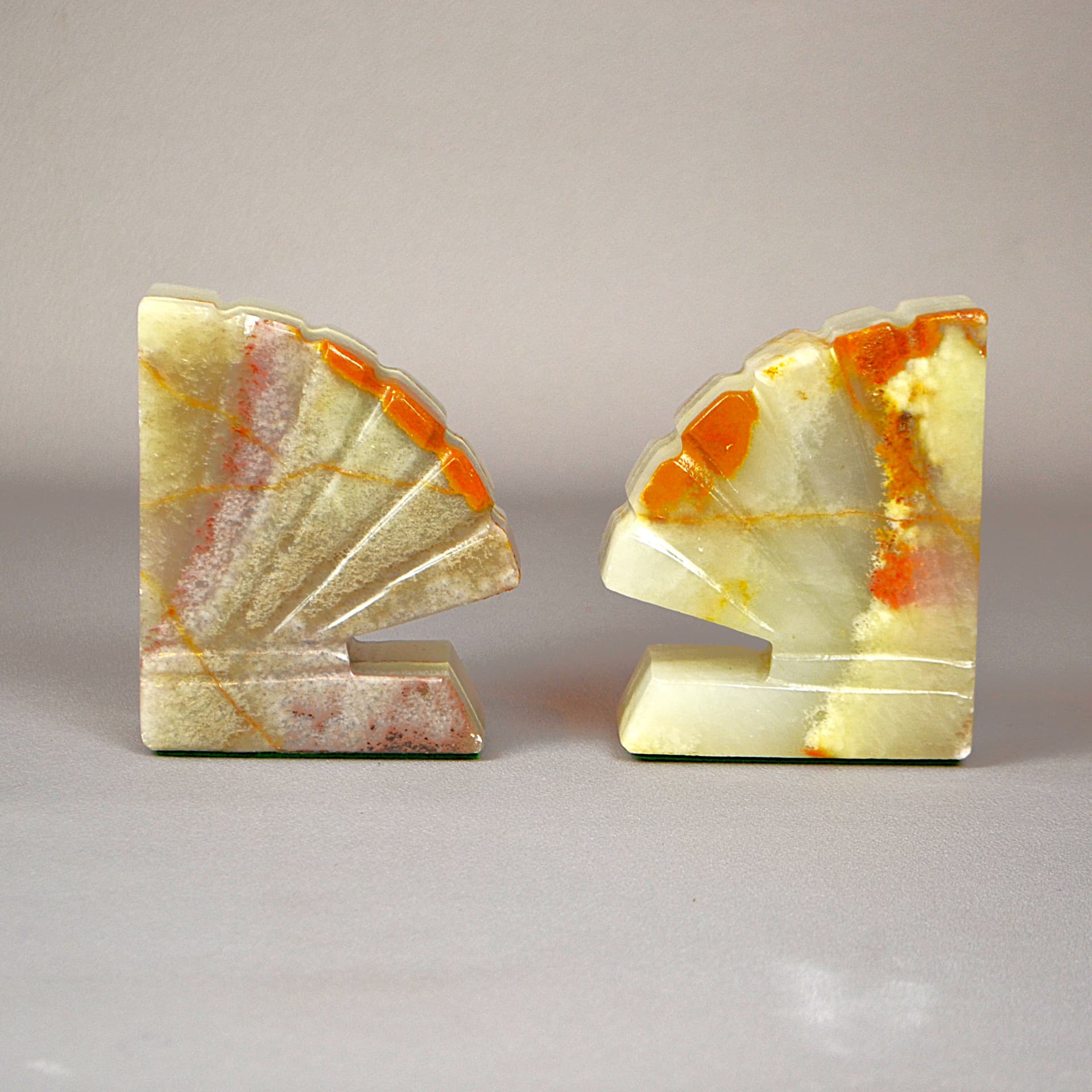 Pair of bookends Art Deco, beige onyx, France, 1920s - 56011