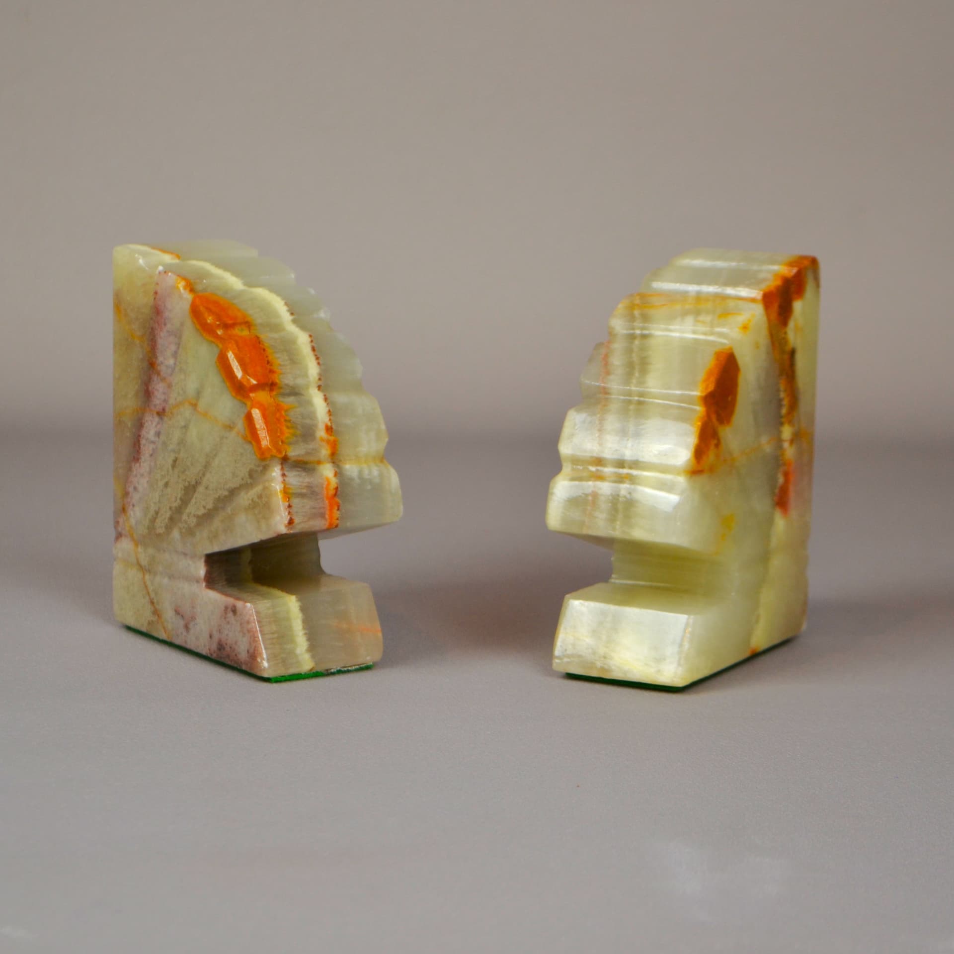 Pair of bookends Art Deco, beige onyx, France, 1920s - 56010