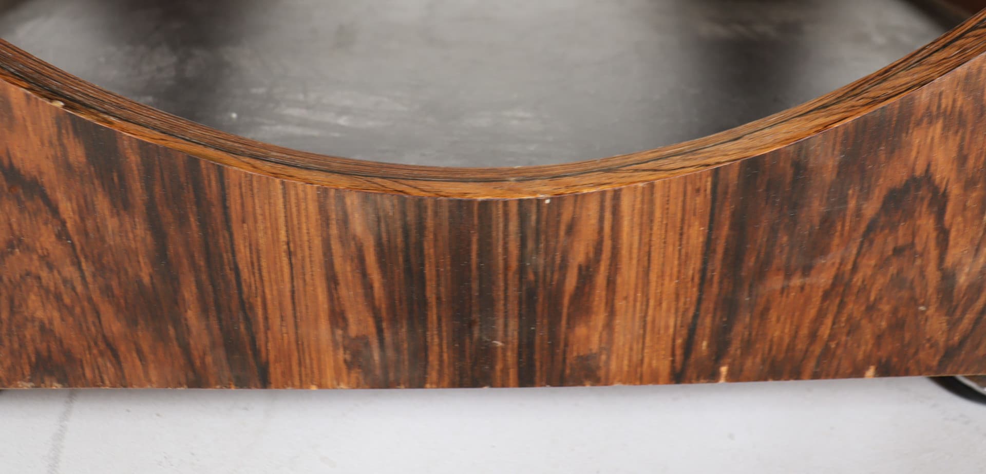 Stolik kawowy prostokątny mid-century, blat szczotkowana stal srebrna/podstawa palisander, proj. Heinz Lilienthal - 225266