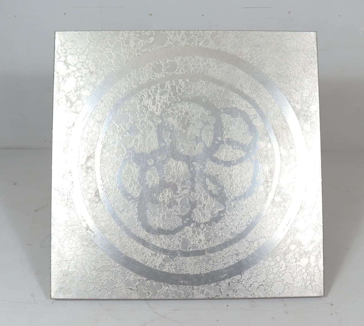 Stolik kawowy prostokątny mid-century, blat szczotkowana stal srebrna/podstawa palisander, proj. Heinz Lilienthal - 225265