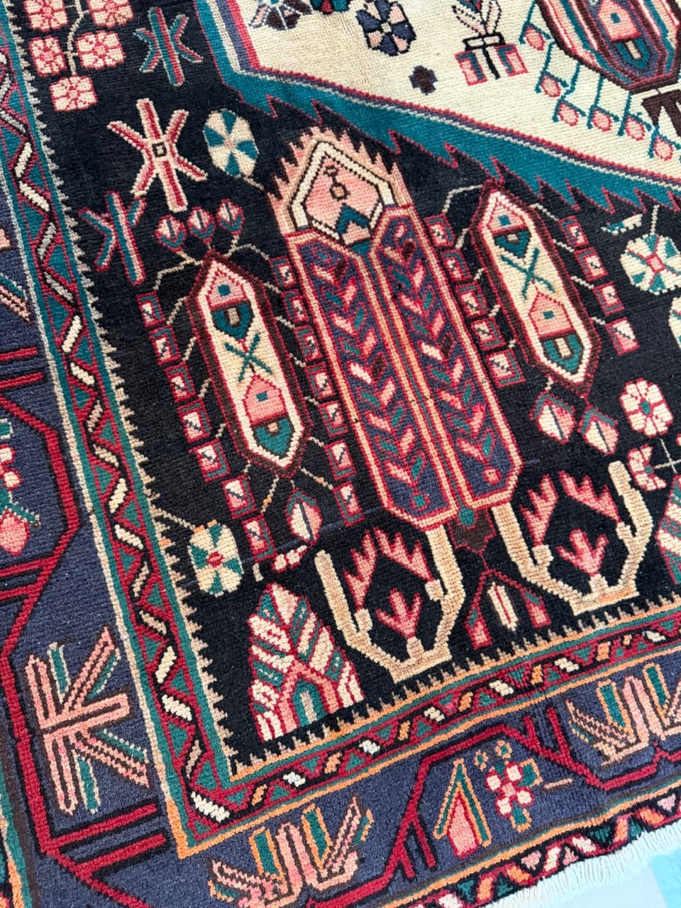 Dywan perski Hamadan 290x190 cm, multikolor, wełna, Iran - 225295