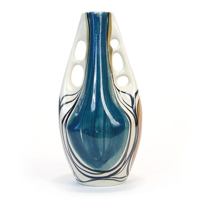 Wazon, multicolor ceramika, proj. W. Płażewski, Włocławek, Polska, lata 50. - WYMIARY