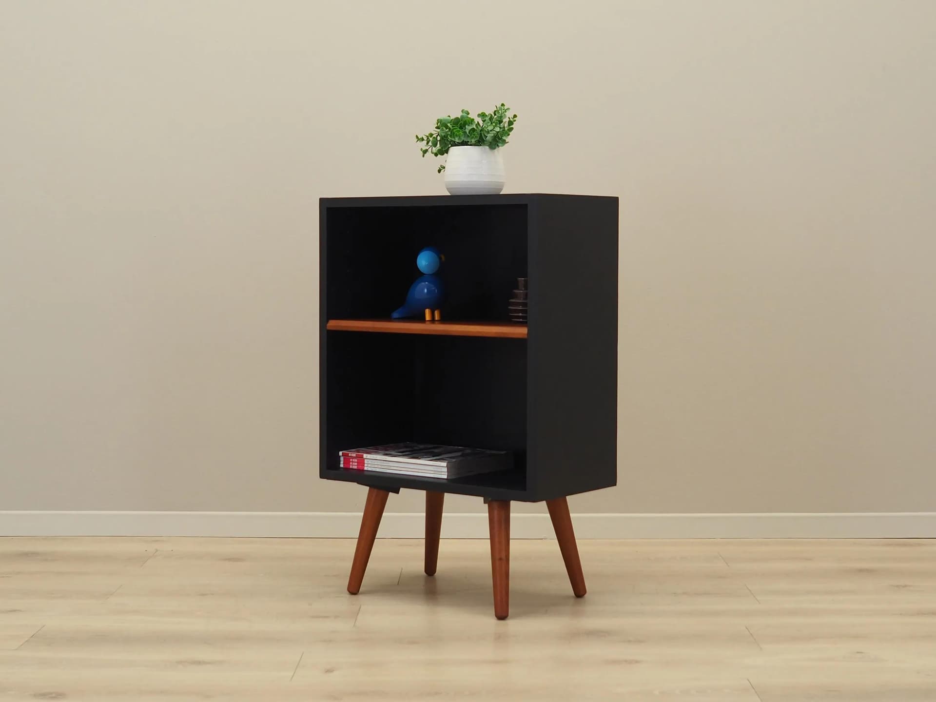 Bookcase, black orange teak, Denmark, 1970s - 16424