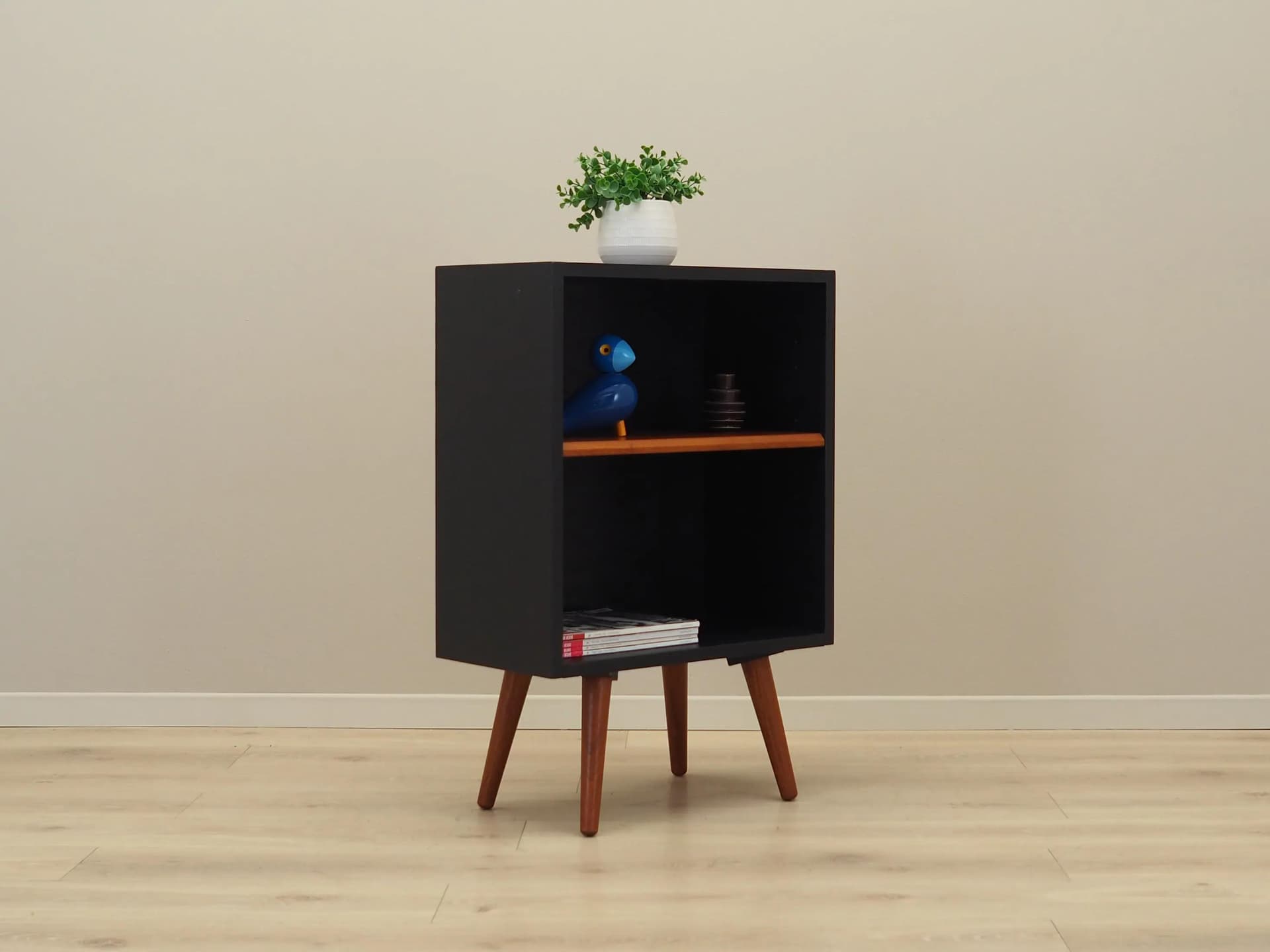Bookcase, black orange teak, Denmark, 1970s - 16423