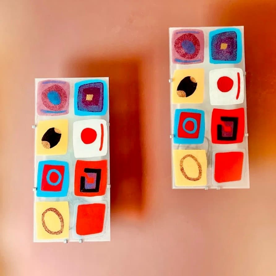 Para kinkietów Gyllen, multikolor, szkło, Ikea, Szwecja, lata 90. - 225549