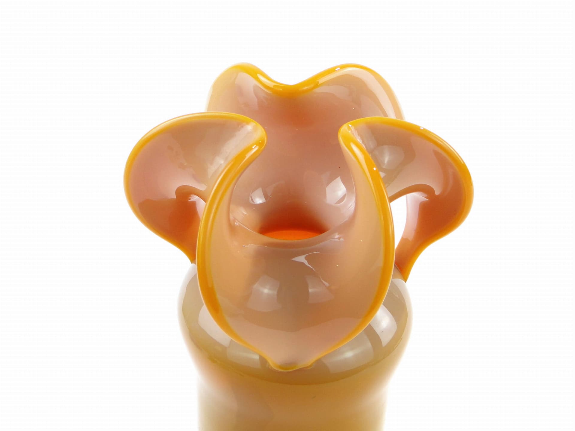 Wazon Osiołek, szkło żółty, proj. C. Zuber, Polska, lata 70. - 225609