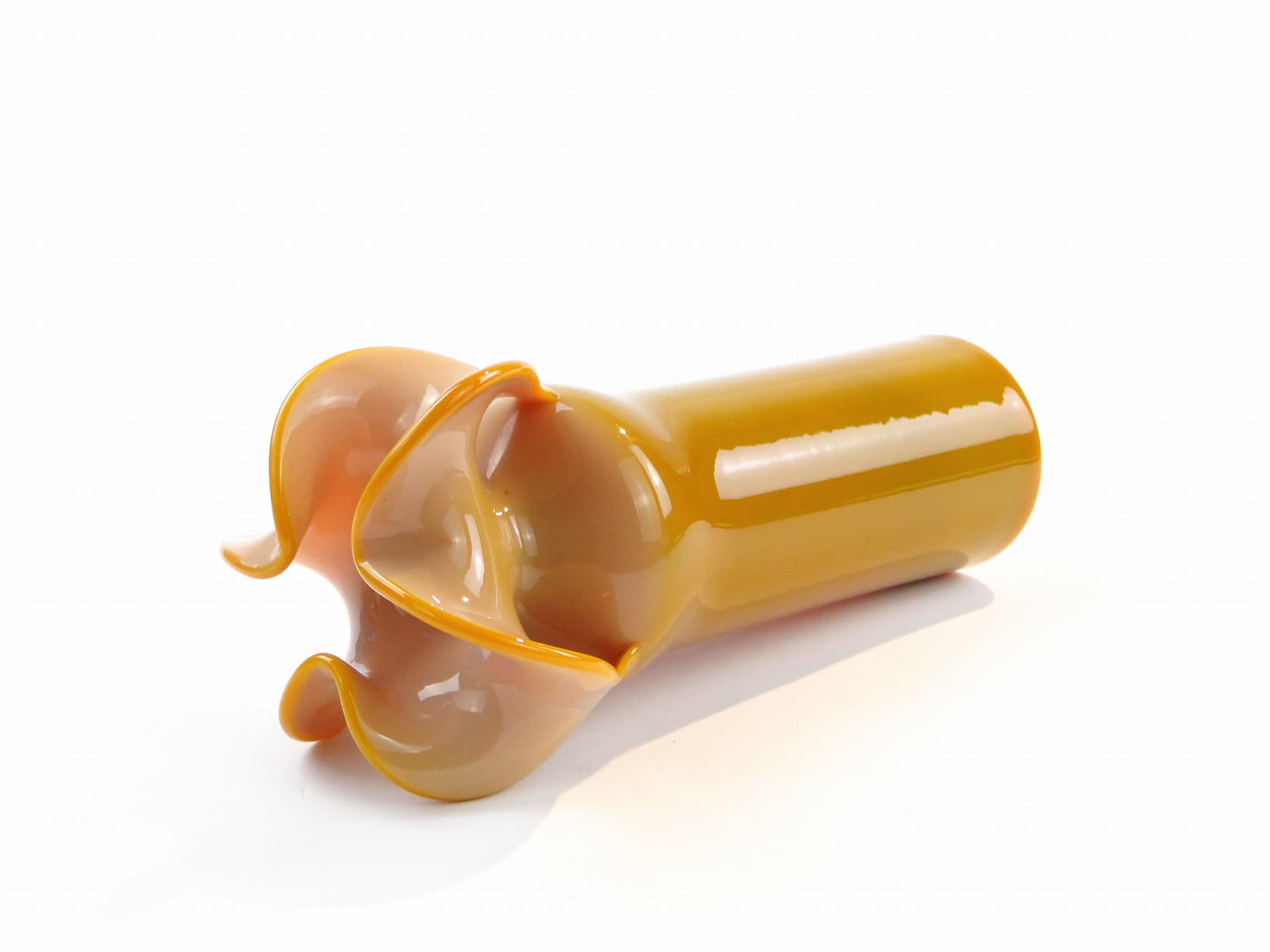 Wazon Osiołek, szkło żółty, proj. C. Zuber, Polska, lata 70. - 225611