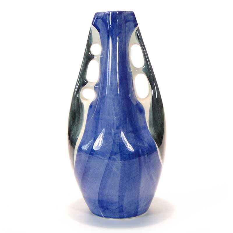 Wazon butla, wielobarwny, ceramika, proj. W. Płażewski, Włocławek, Polska, lata 50.