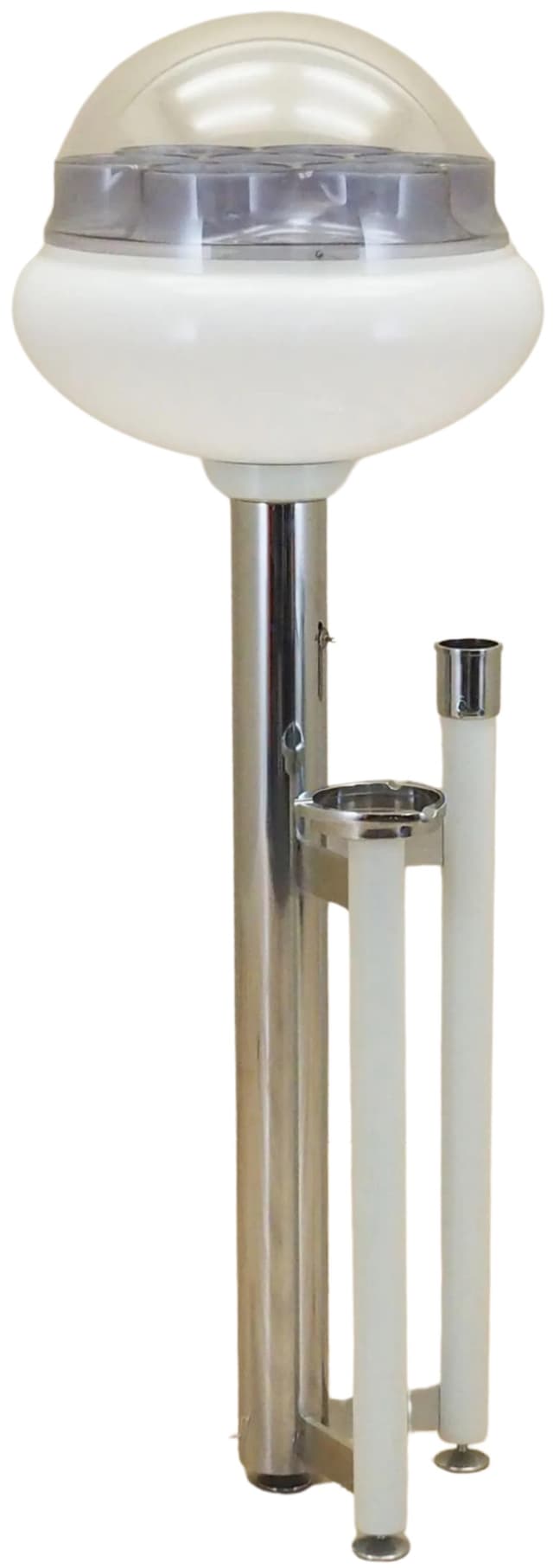 Lampa podłogowa z popielniczką, Space Age, metal chrom biały, Włochy, lata 60. - WYMIARY