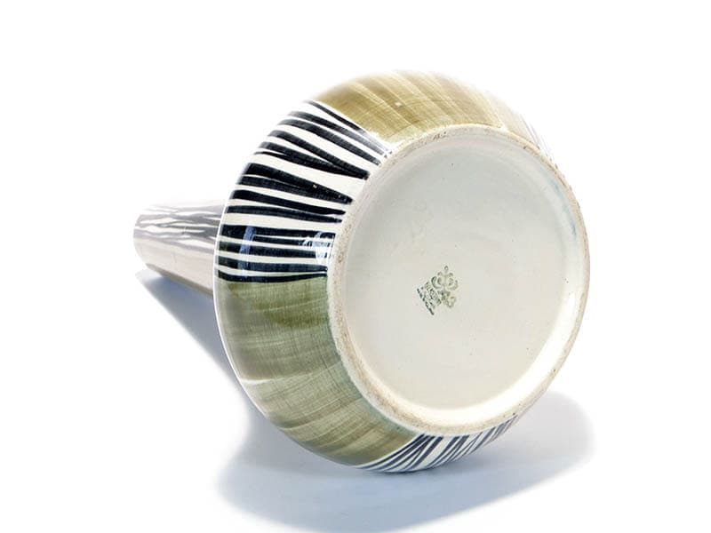 Wazon wysoki, oliwkowa zieleń, ceramika, proj. E. Piwek-Białoborska, Włocławek, Polska, lata 50. - 225653