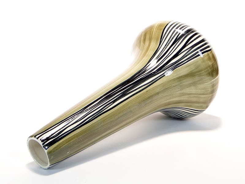 Wazon wysoki, oliwkowa zieleń, ceramika, proj. E. Piwek-Białoborska, Włocławek, Polska, lata 50. - 225652