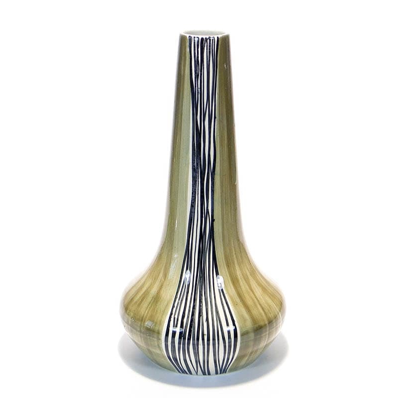 Wazon wysoki, oliwkowa zieleń, ceramika, proj. E. Piwek-Białoborska, Włocławek, Polska, lata 50. - 225658