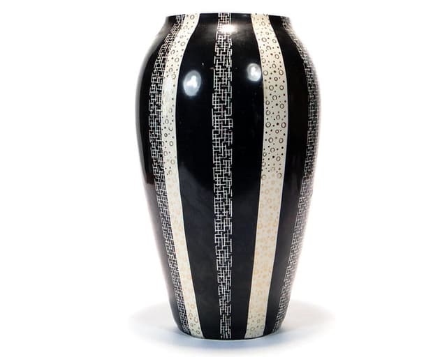 Wazon New Look, porcelit czarny, Chodzież, Polska, lata 50. - WYMIARY