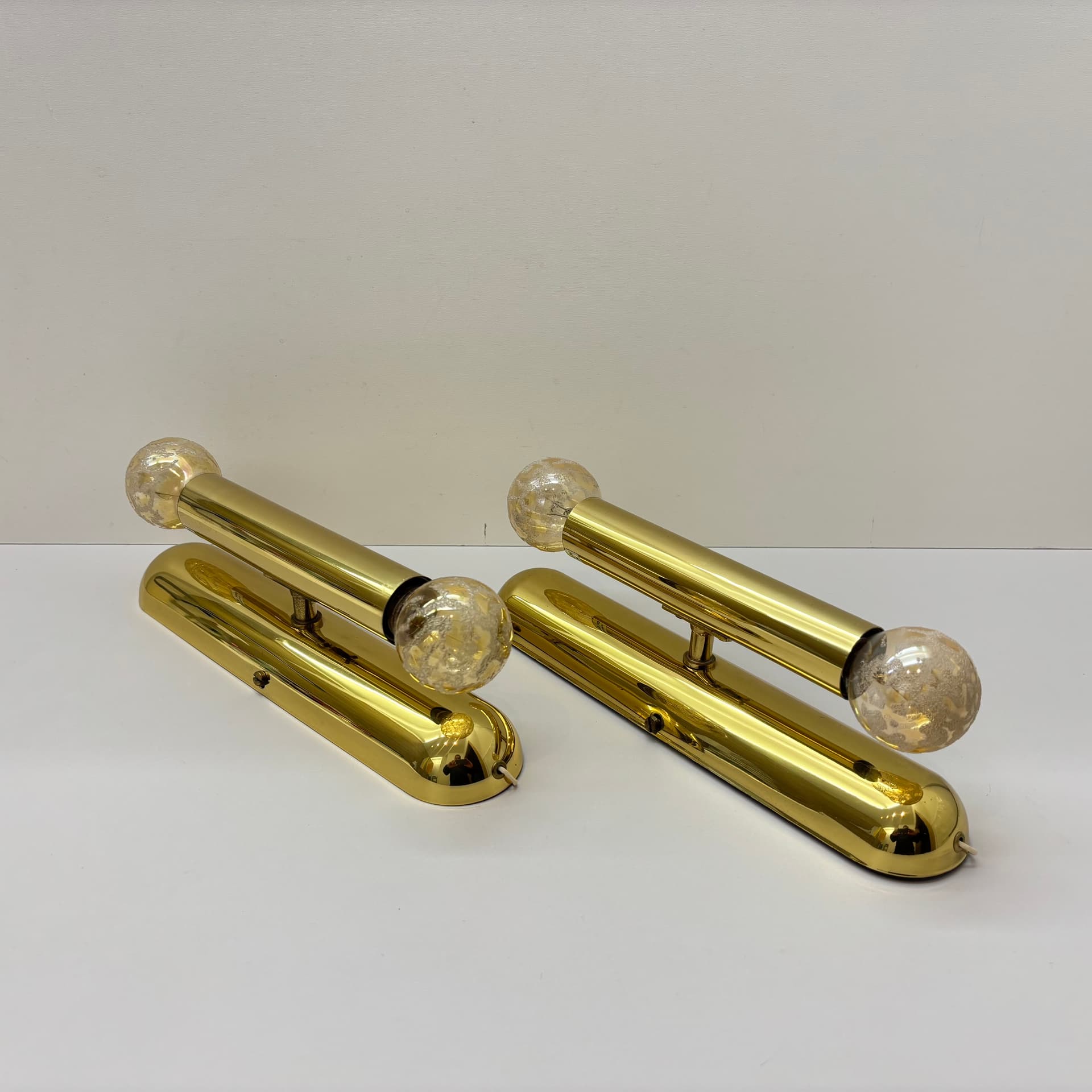 Para kinkietów, złoty, mosiądz złocony, szkło, Niemcy, lata 80. - 225704