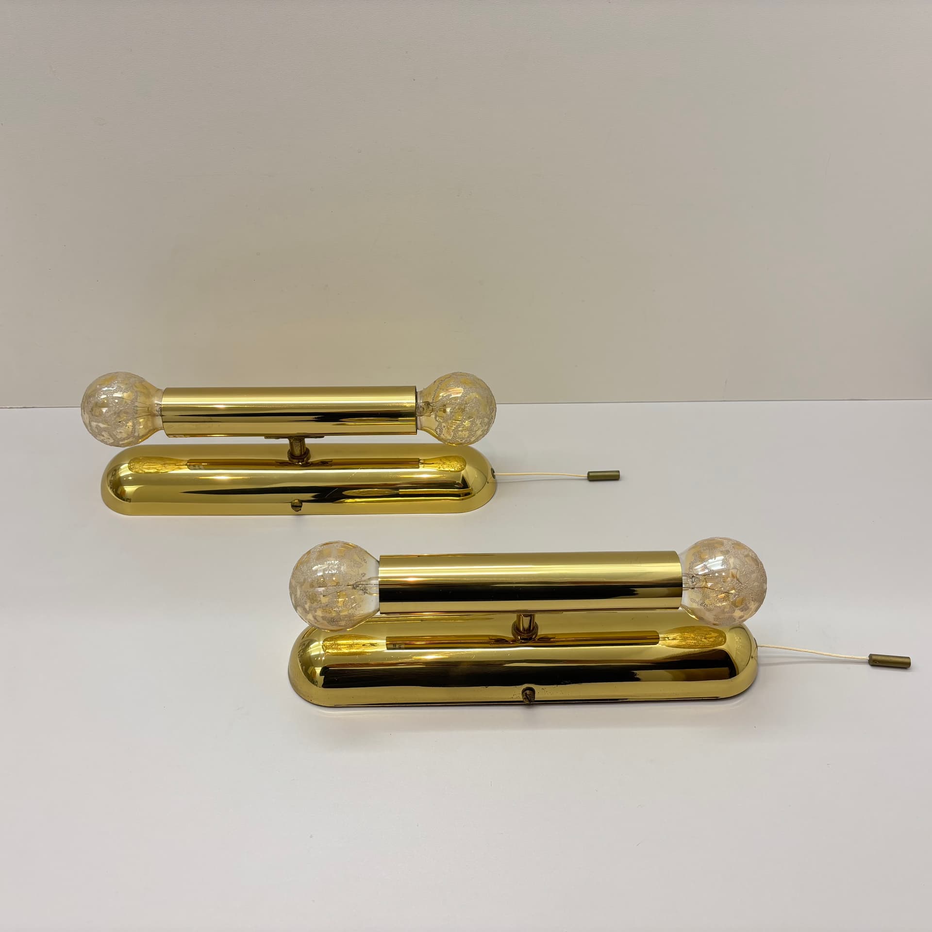 Para kinkietów, złoty, mosiądz złocony, szkło, Niemcy, lata 80. - 225710