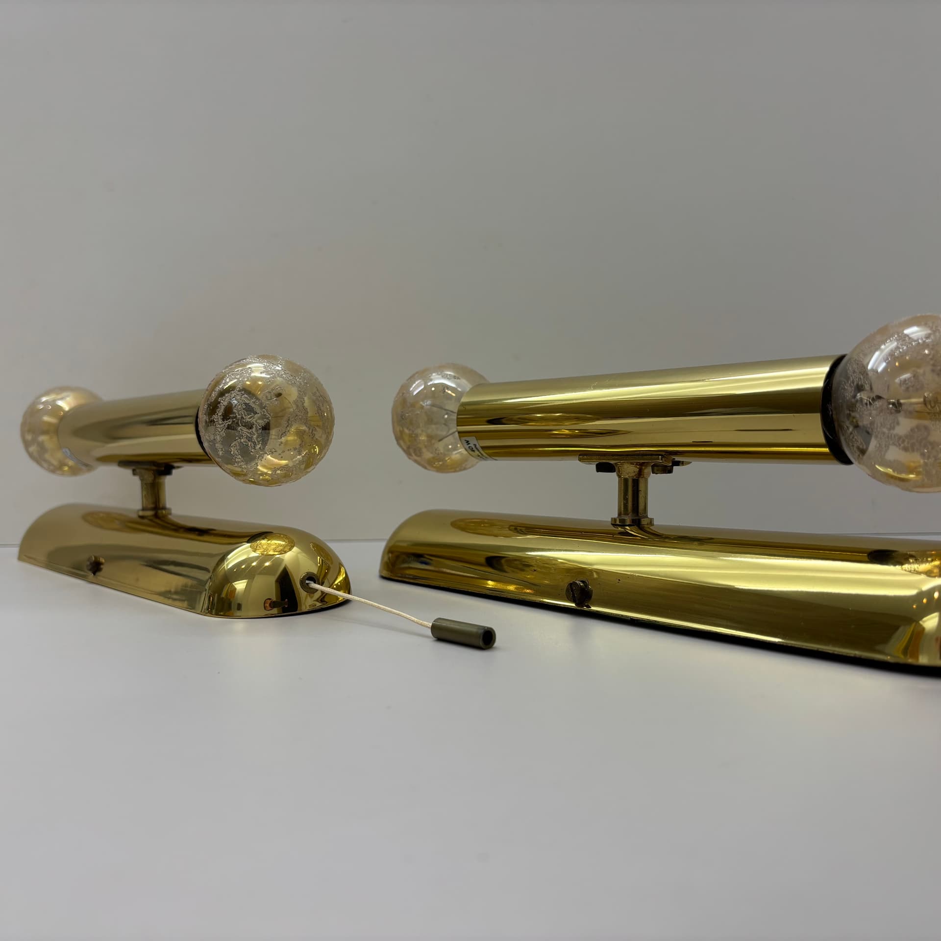 Para kinkietów, złoty, mosiądz złocony, szkło, Niemcy, lata 80. - 225707