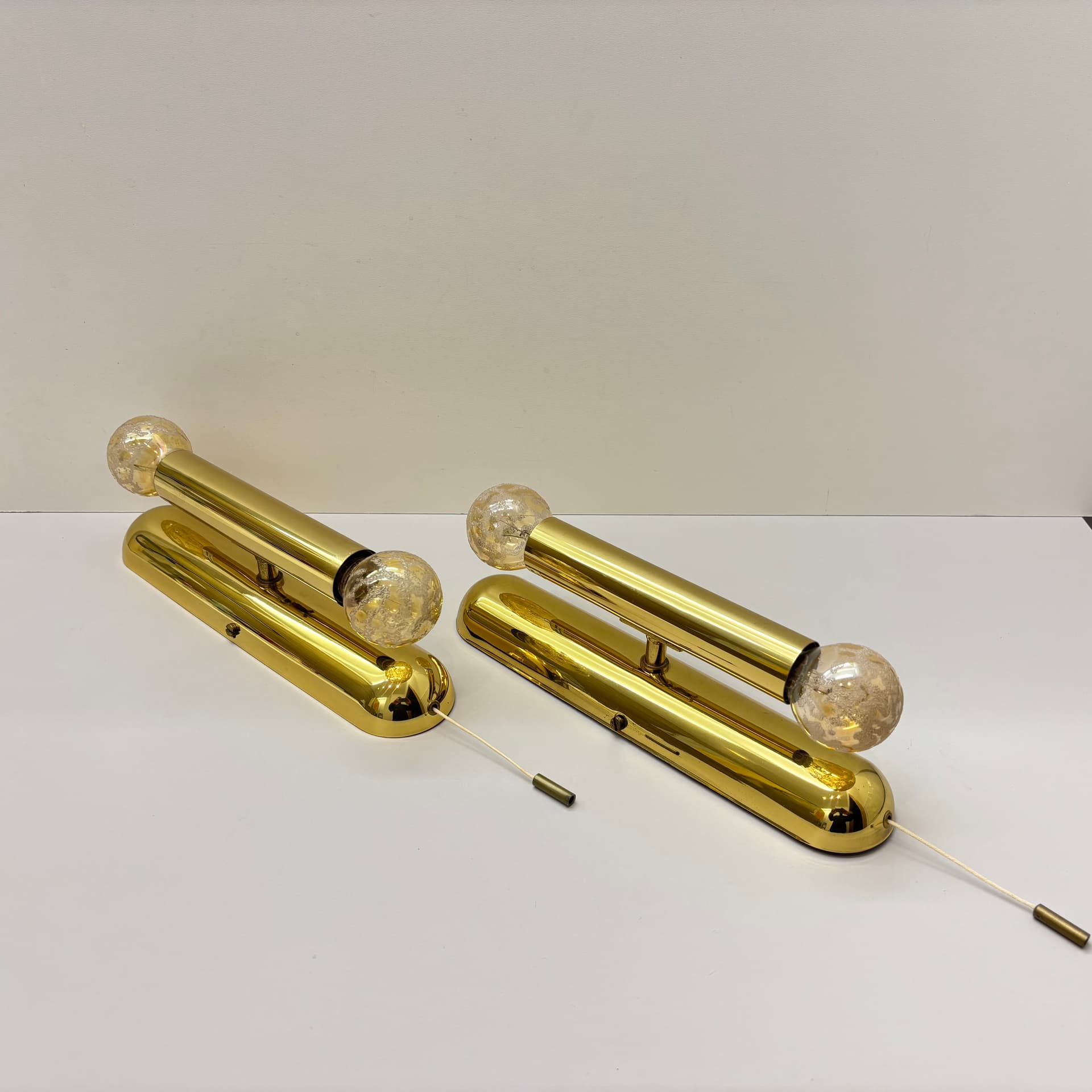 Para kinkietów, złoty, mosiądz złocony, szkło, Niemcy, lata 80. - 225709