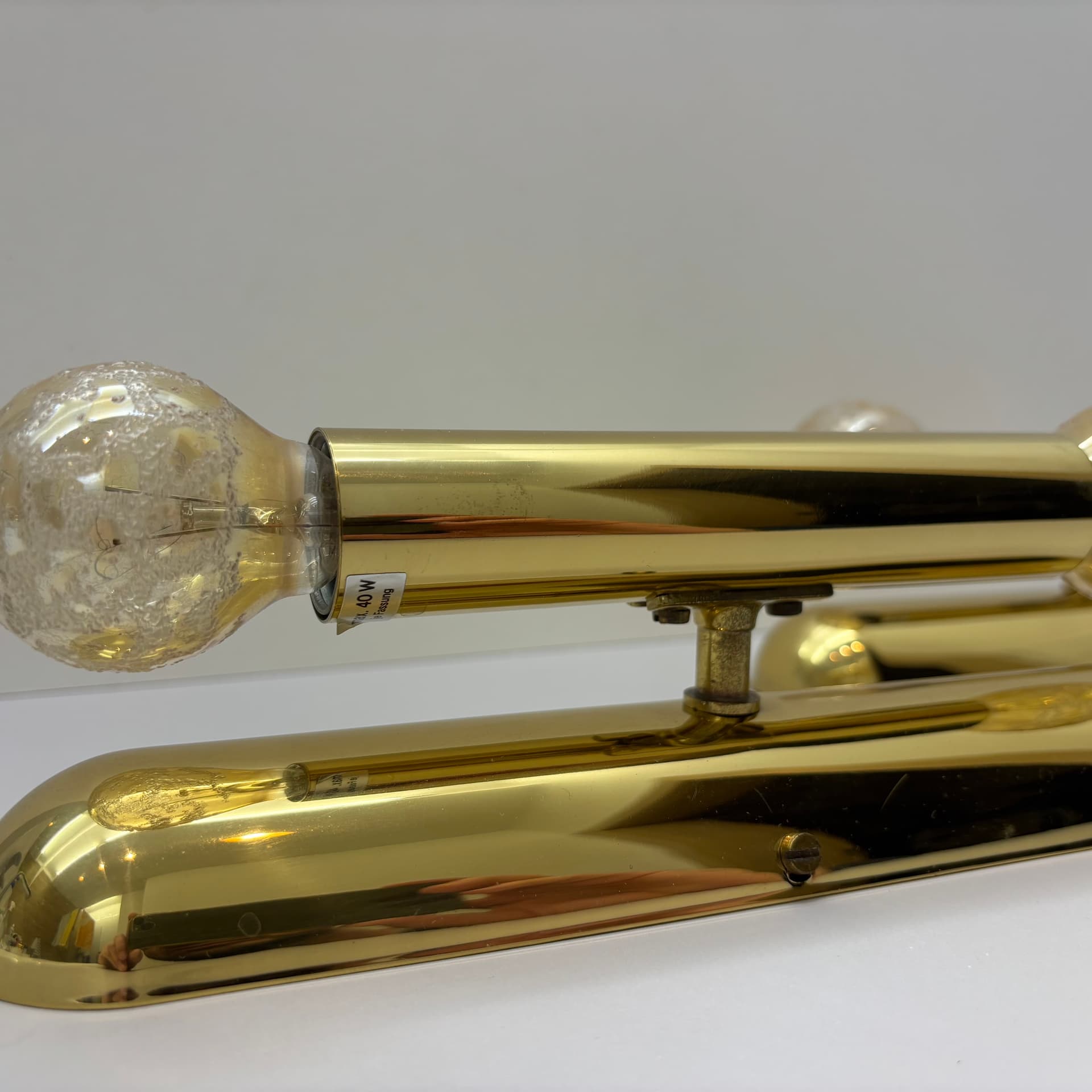 Para kinkietów, złoty, mosiądz złocony, szkło, Niemcy, lata 80. - 225706