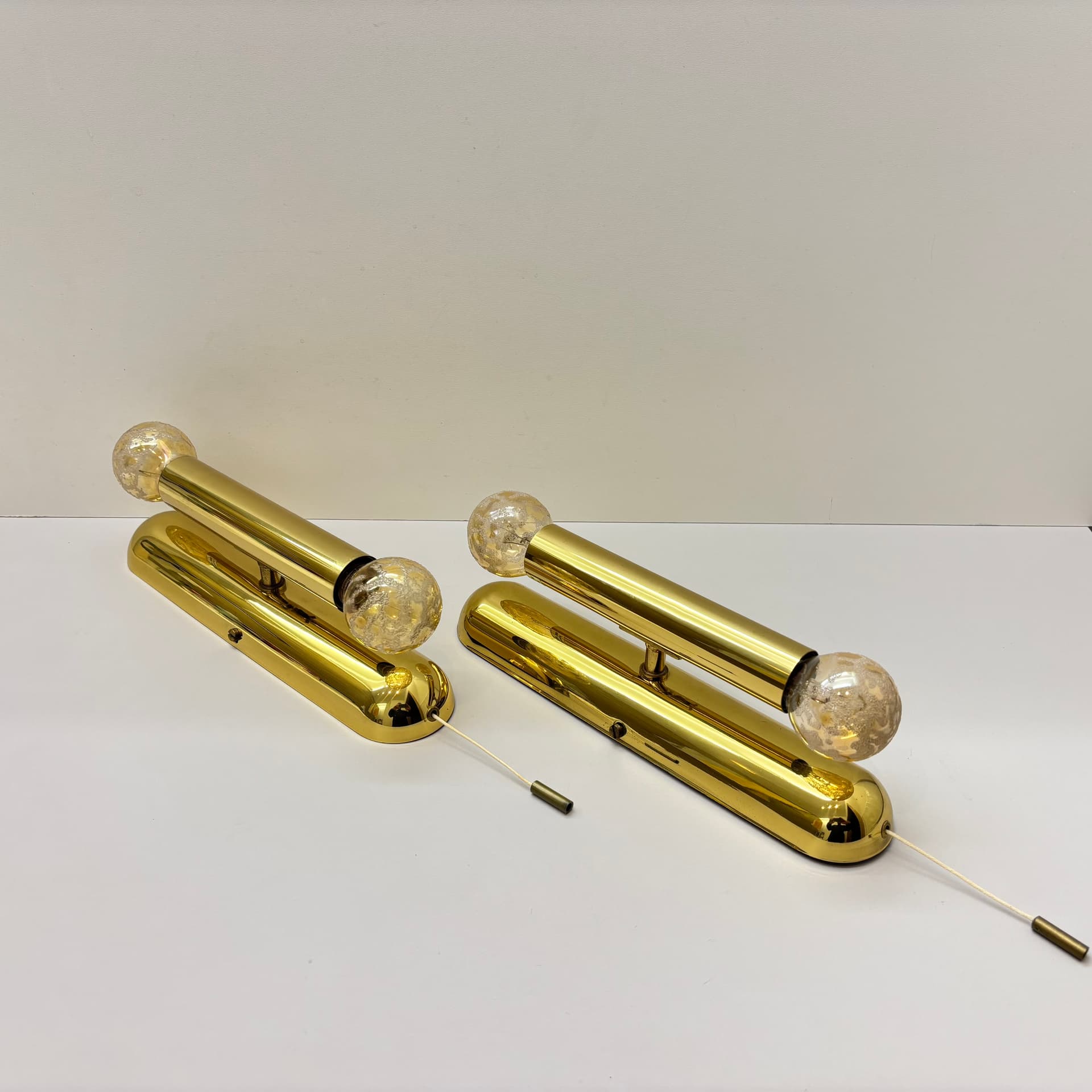 Para kinkietów, złoty, mosiądz złocony, szkło, Niemcy, lata 80. - 225712