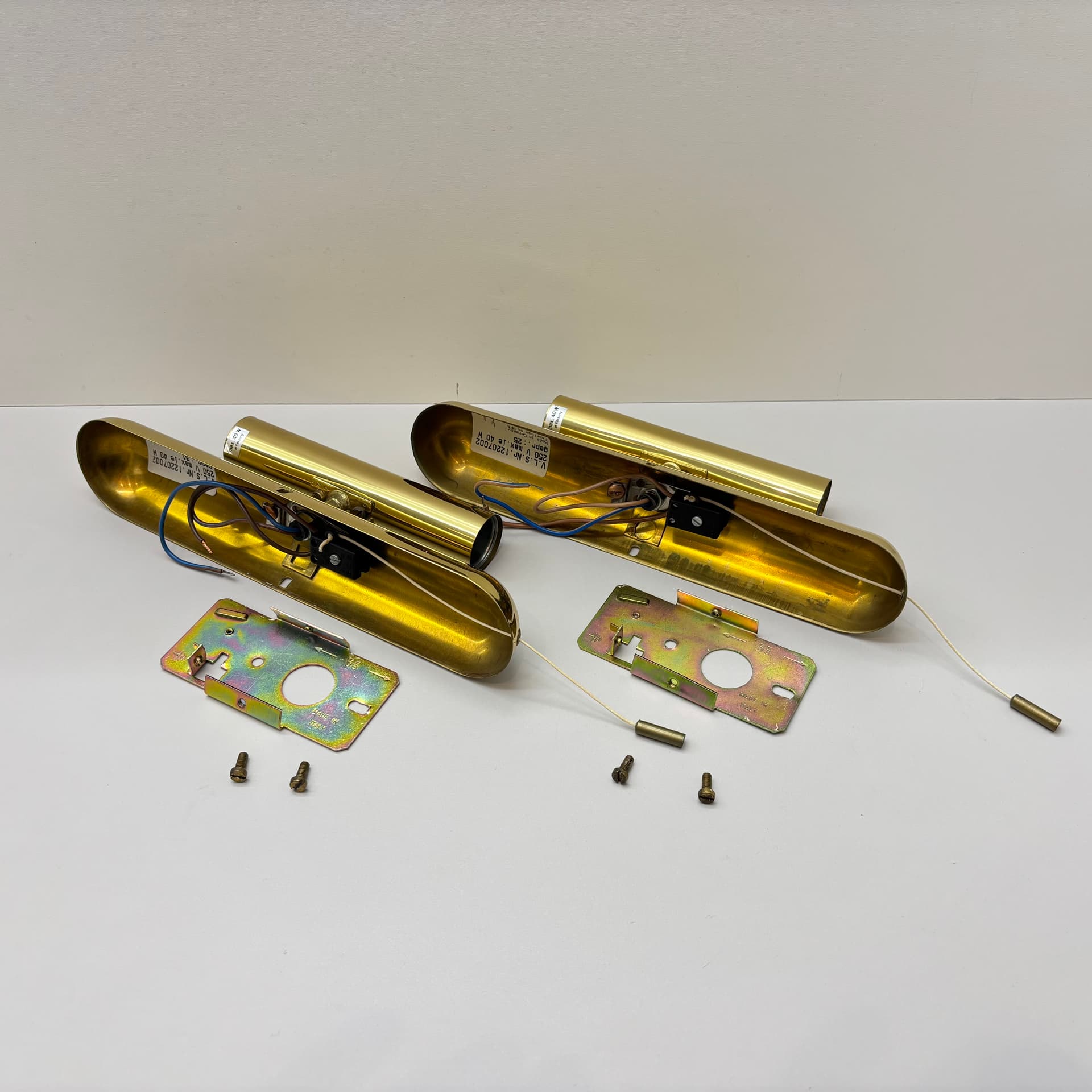 Para kinkietów, złoty, mosiądz złocony, szkło, Niemcy, lata 80. - 225715