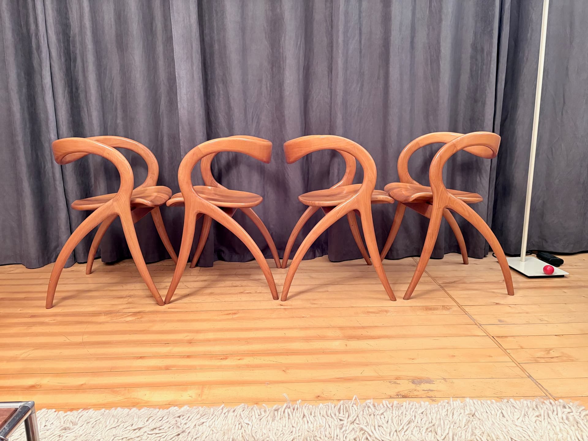 Komplet czterech krzeseł, brązowy, proj. A. Sibau, Włochy, lata 80. - 225722