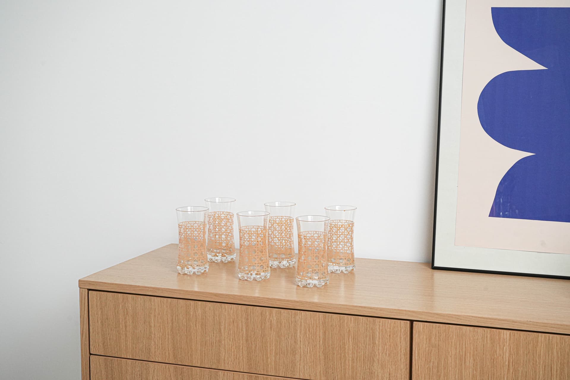 Komplet sześciu szklanek, transparentny, szkło, Włochy, lata 60. - 225800