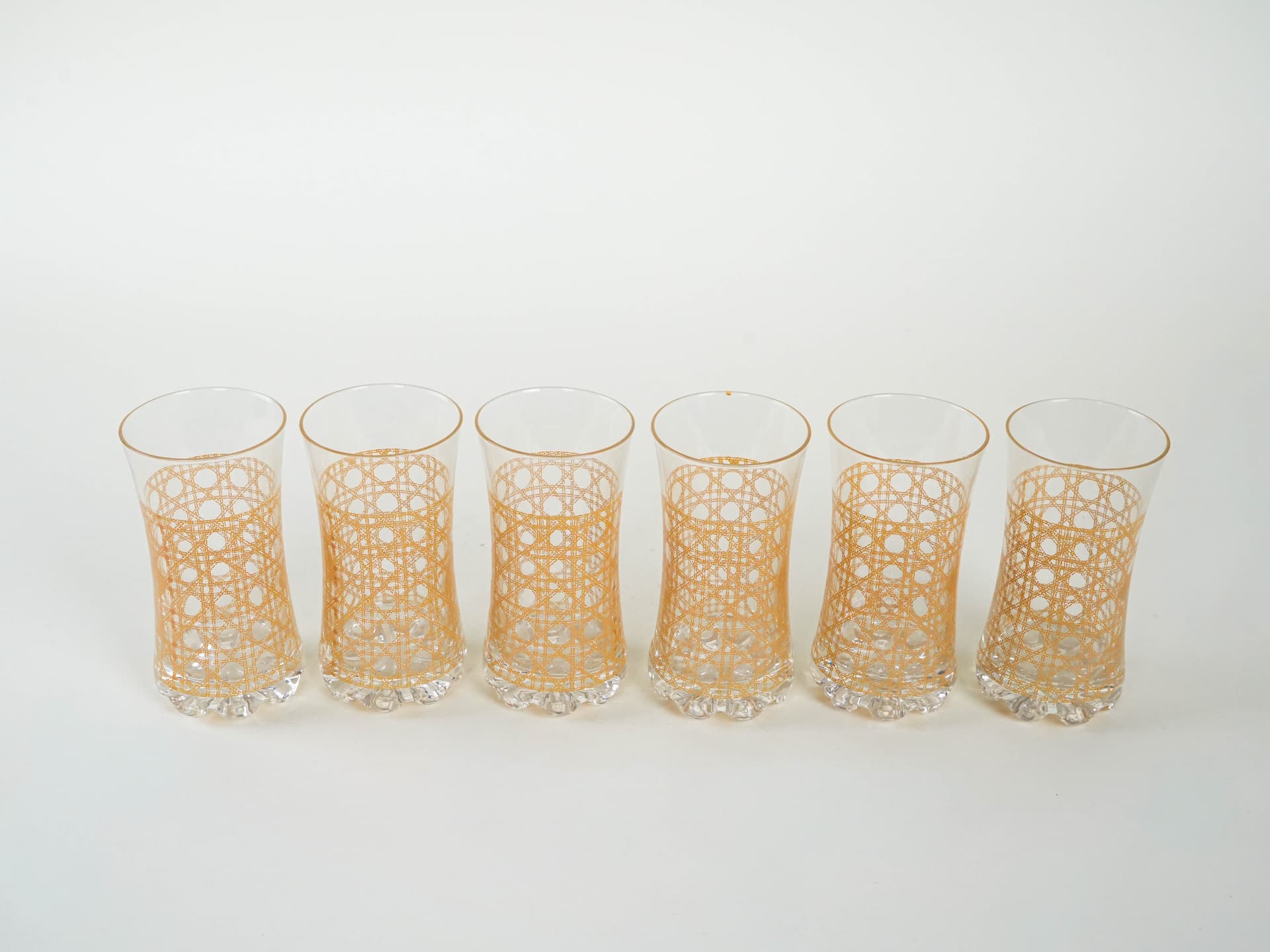 Komplet sześciu szklanek, transparentny, szkło, Włochy, lata 60. - 225798