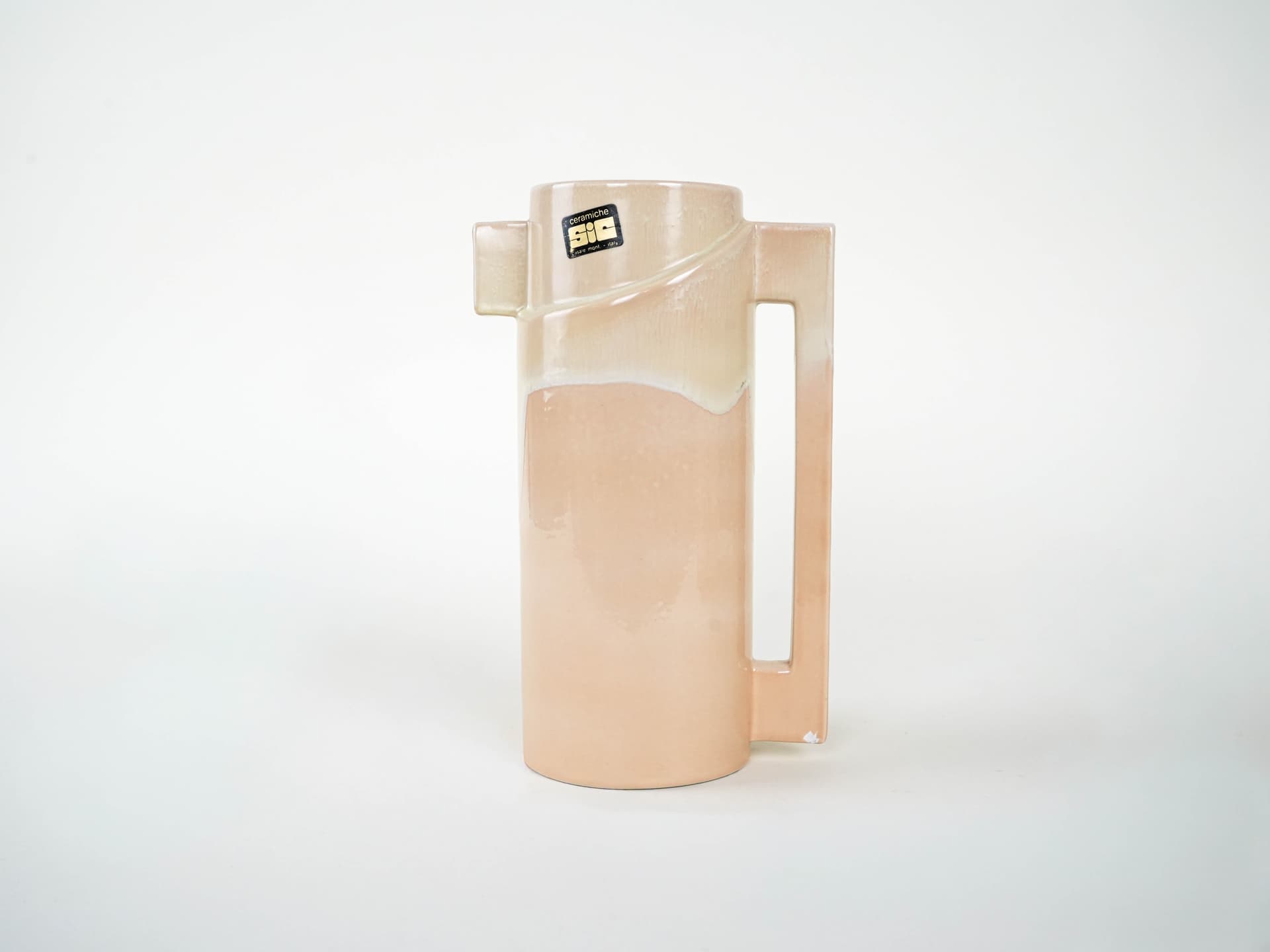 Zestaw dzbanek i kubki, beżowy, ceramika, Ceramiche SIC, Włochy, lata 60. - 225845