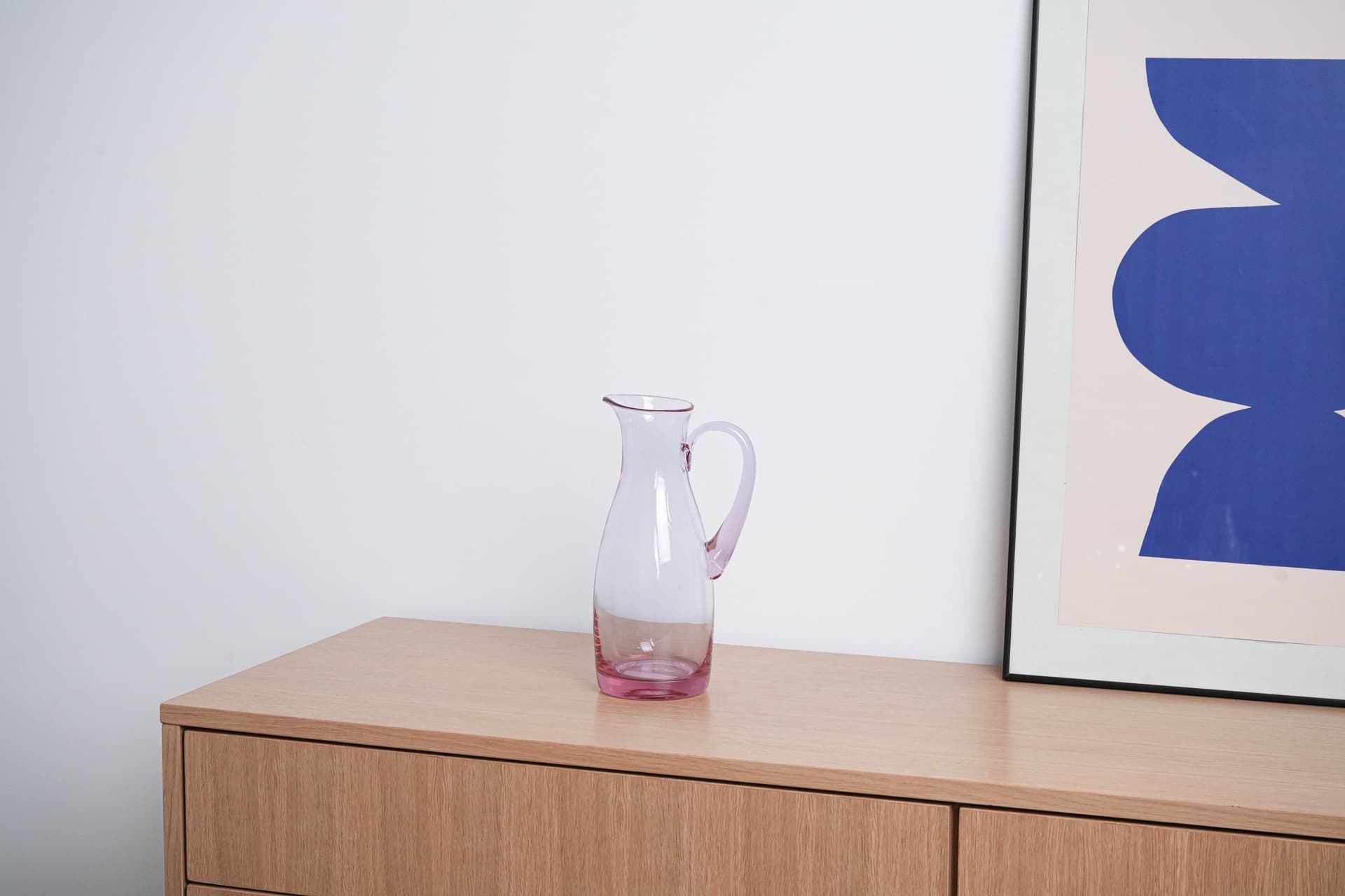 Dzbanek, różowy, szkło, Włochy, lata 70. - 225943