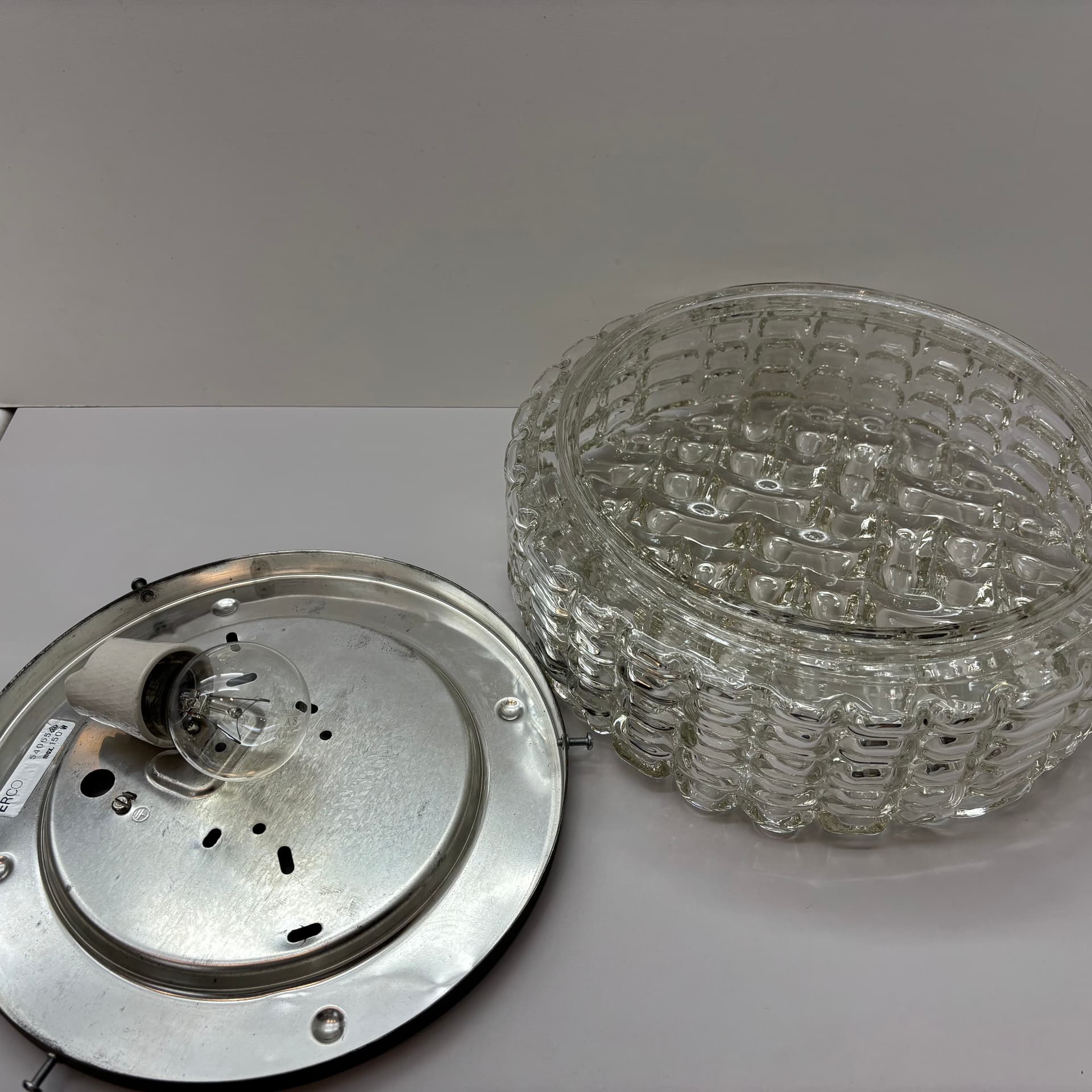 Plafon, ERCO, transparent, szkło, Niemcy, lata 70. - 226020