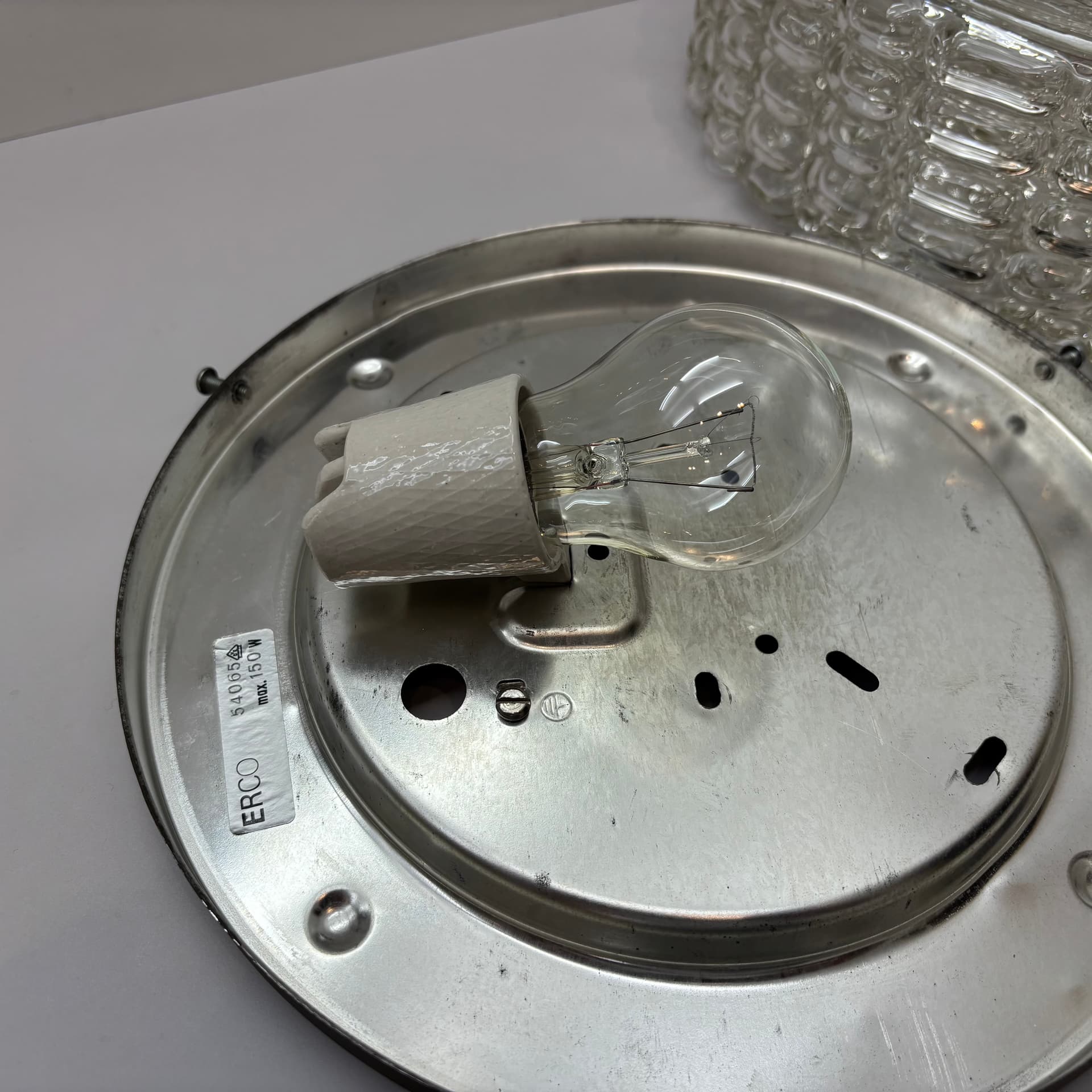 Plafon, ERCO, transparent, szkło, Niemcy, lata 70. - 226018