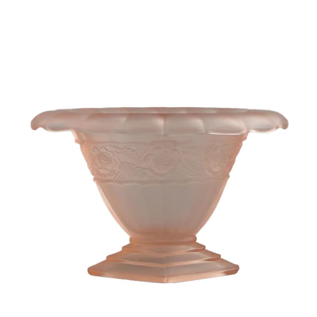 Vase Art Deco, pink matte glass, Hortensja, Poland, 1930s - DIMENSION