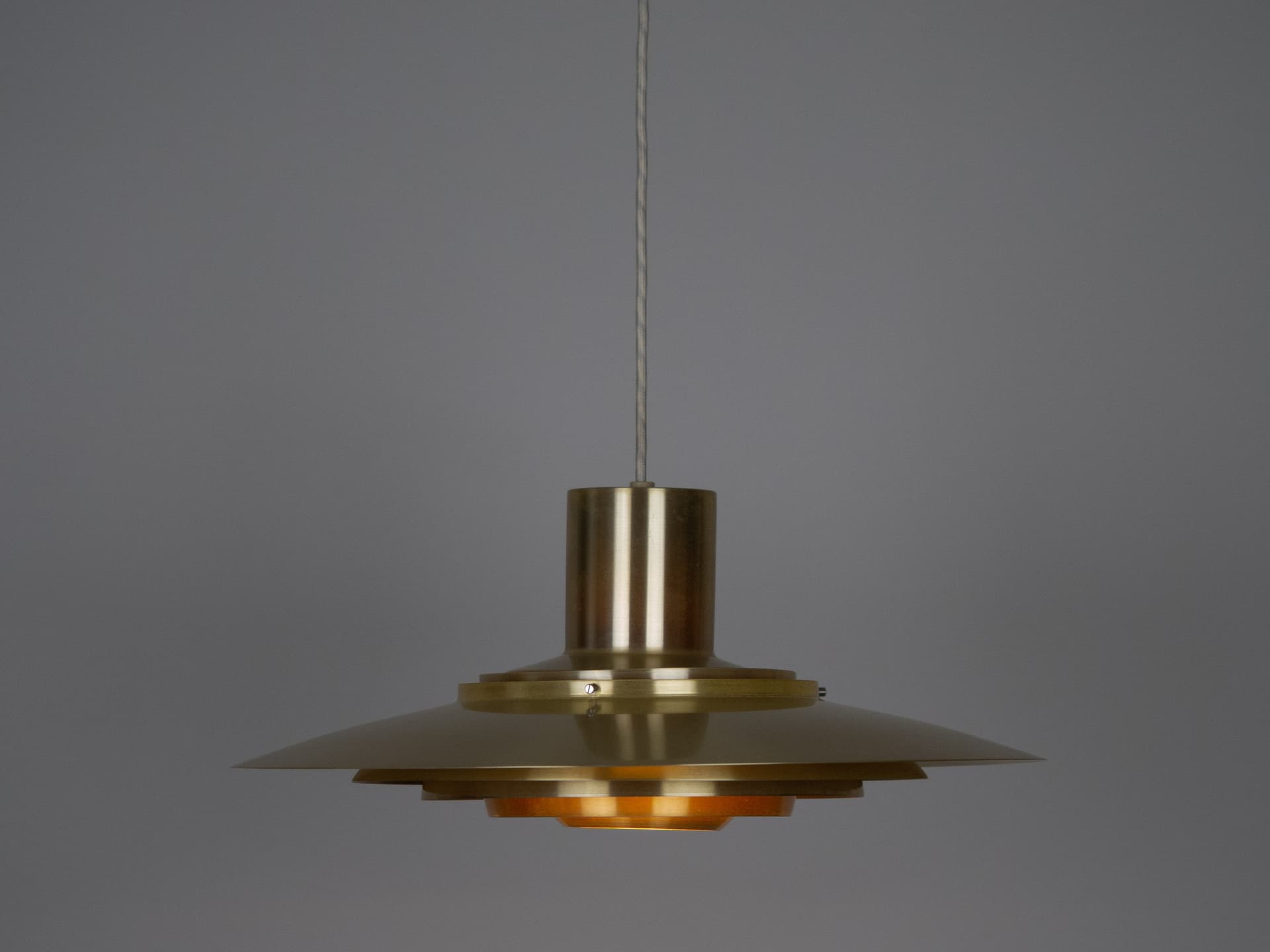 Lampa wisząca P376, mosiądz złoty, proj. P. Fabricius, J. Kastholm, Nordisk Solar, Dania, lata 60. - 226164