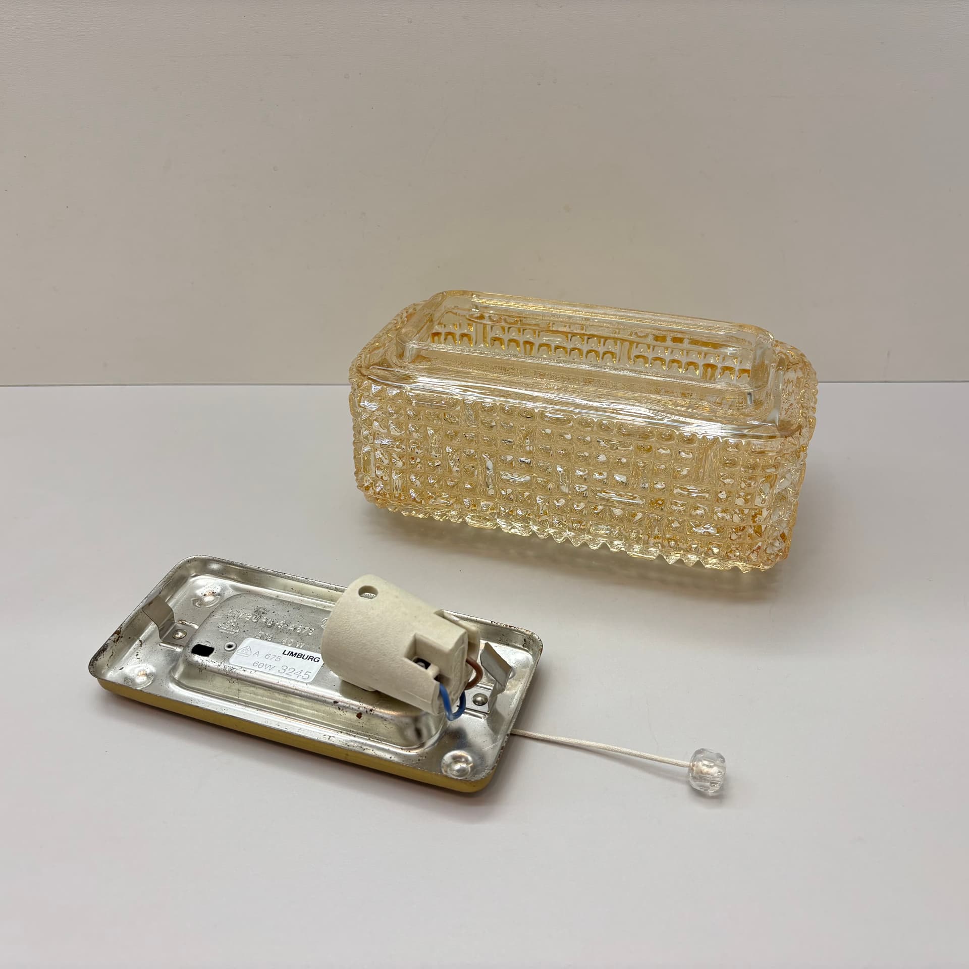 Kinkiet, szkło złoty, Glashütte Limburg, Niemcy, lata 70. - 226242