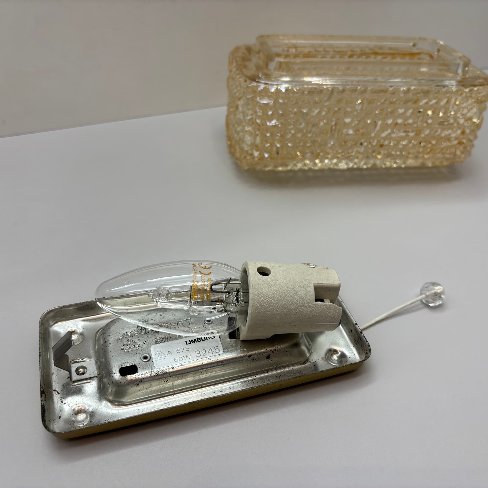 Kinkiet, szkło złoty, Glashütte Limburg, Niemcy, lata 70. - 226236