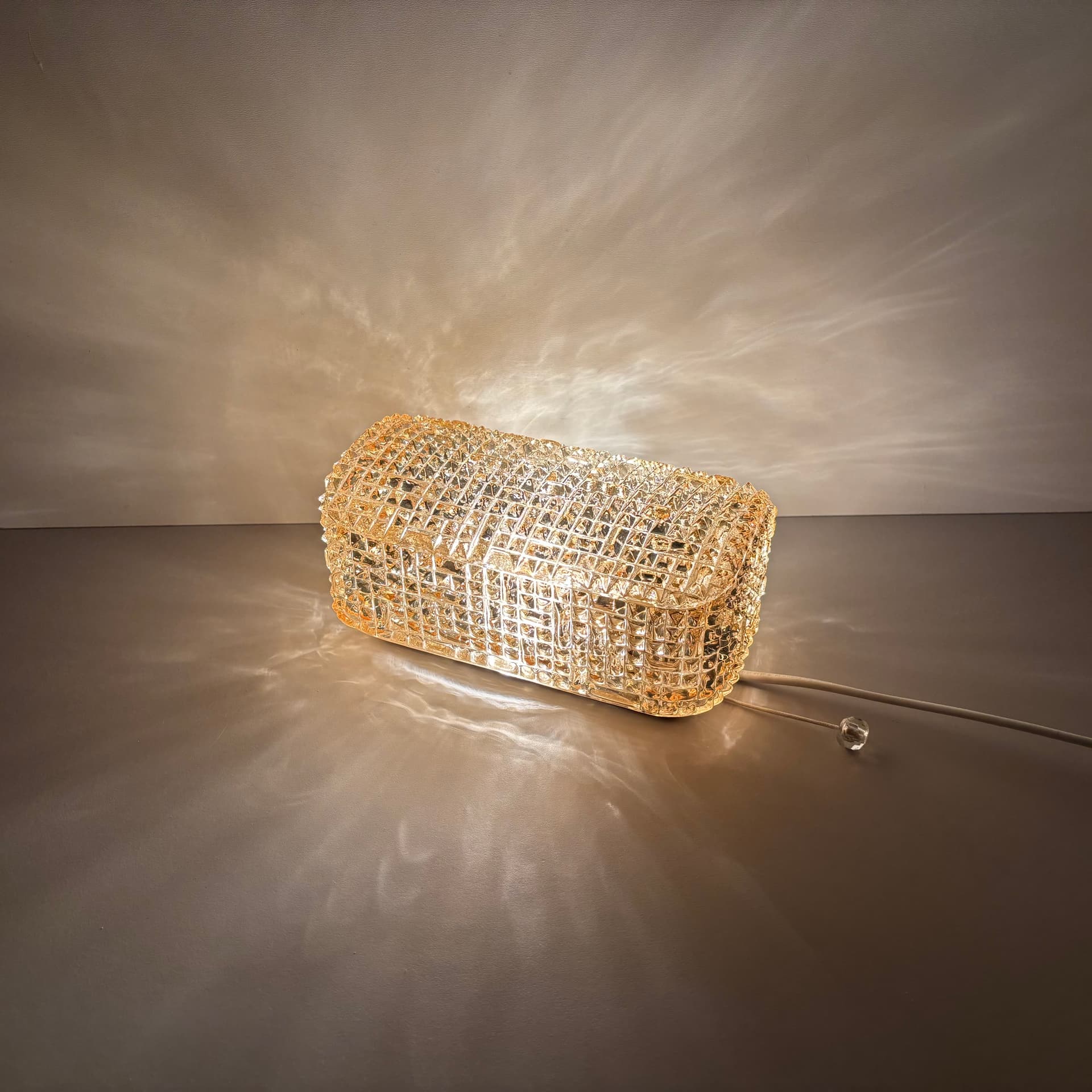 Kinkiet, szkło złoty, Glashütte Limburg, Niemcy, lata 70. - 226239