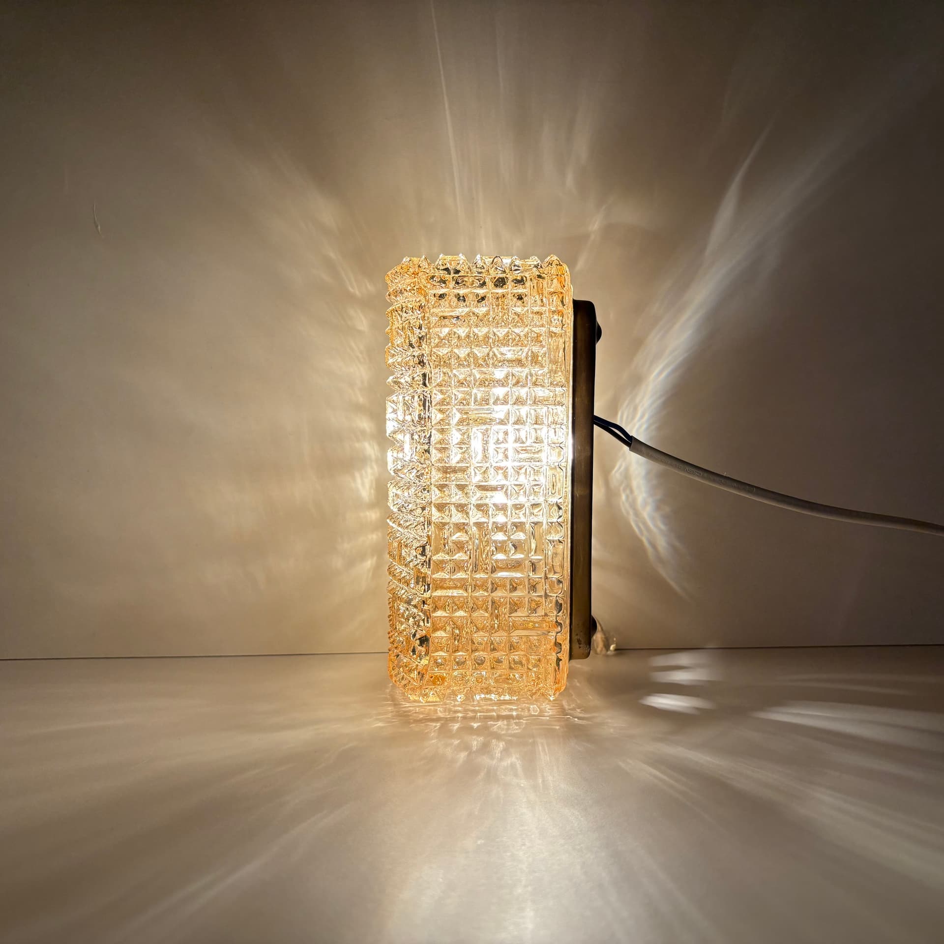 Kinkiet, szkło złoty, Glashütte Limburg, Niemcy, lata 70. - 226230