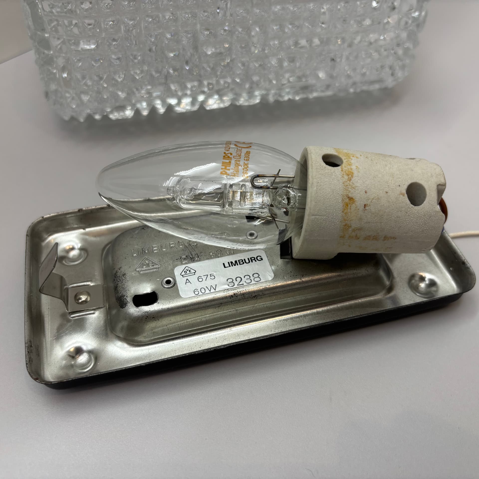 Kinkiet, Glashütte Limburg, szkło transparentne, Niemcy, lata 70. - 226272