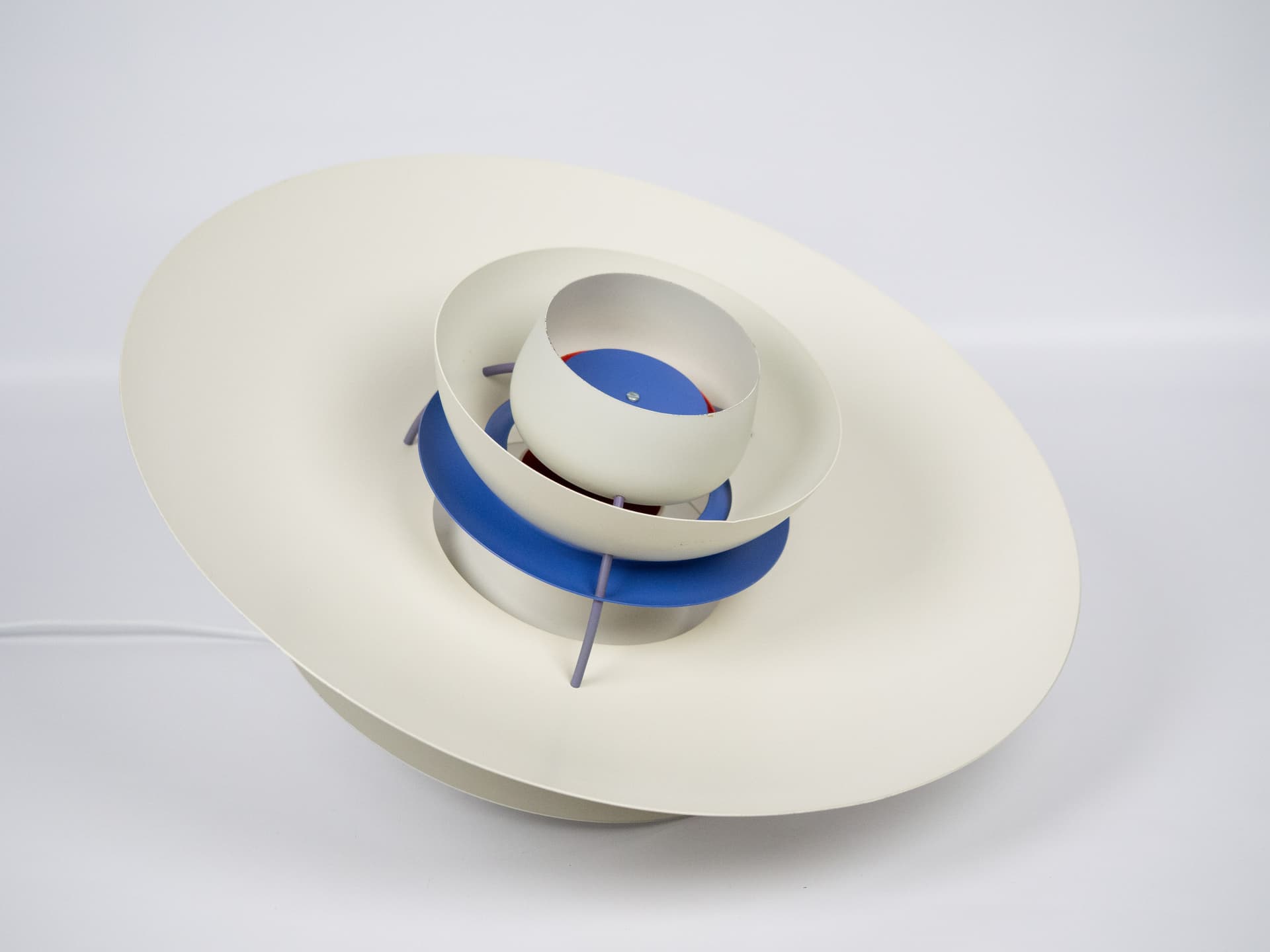 Lampa wisząca PH 5, biały, metal, proj. P. Henningsen, Louis Poulsen, Dania, lata 80. - 226308