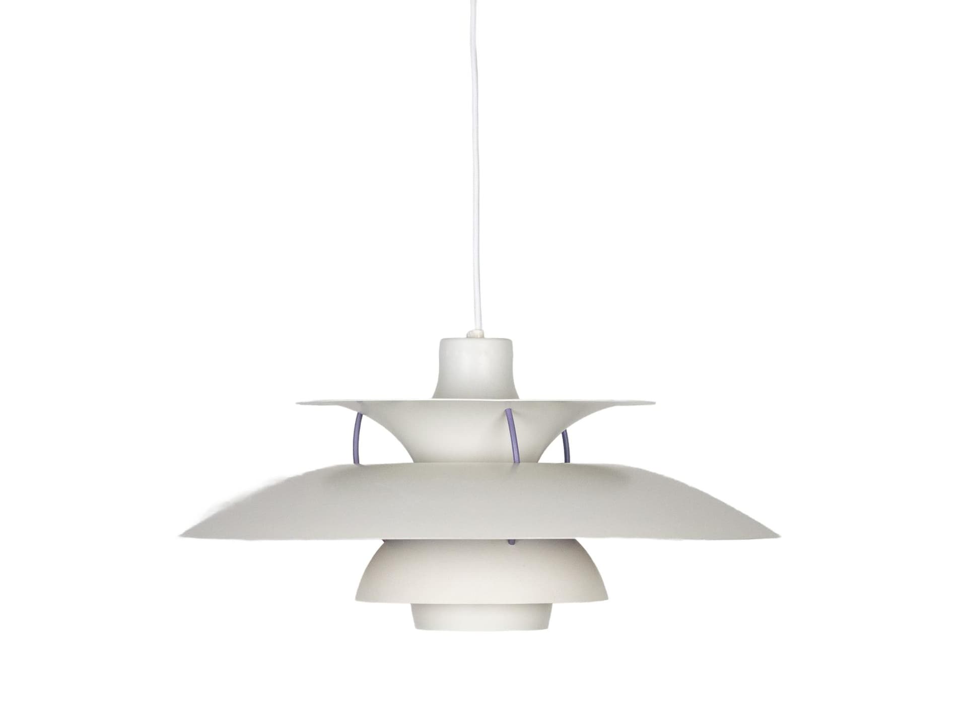 Lampa wisząca PH 5, biały, metal, proj. P. Henningsen, Louis Poulsen, Dania, lata 80.