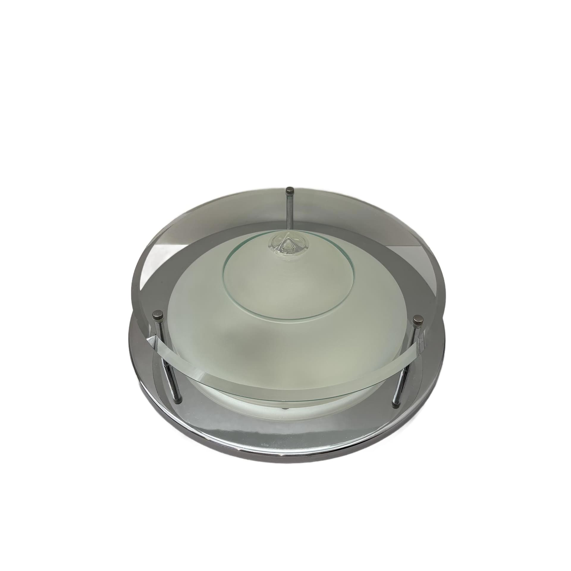 Kinkiet, Plafon, srebrny, szkło chrom stal, Briloner Leuchten, Niemcy, lata 90.