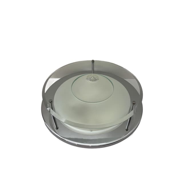 Kinkiet, Plafon, srebrny, szkło chrom stal, Briloner Leuchten, Niemcy, lata 90. - WYMIARY